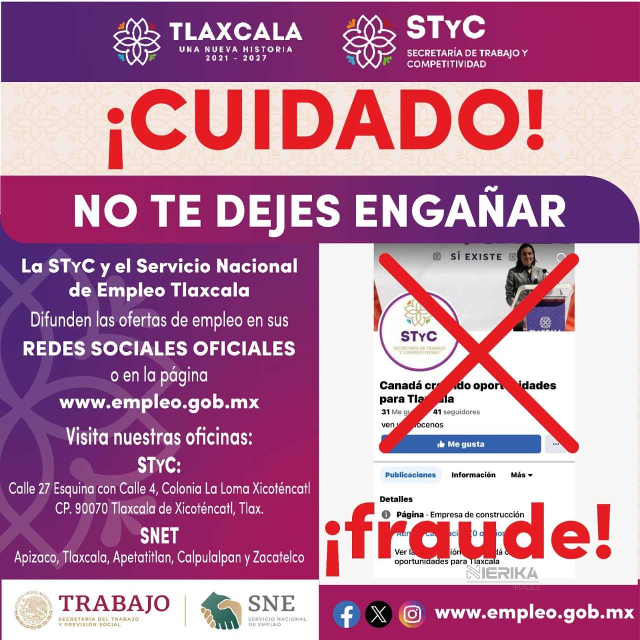 EMITE SSC ALERTA SOBRE OFERTAS DE TRABAJO EN EL EXTRANJERO Y APOYOS DE GOBIERNO FALSAS