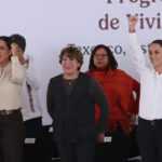 Claudia Sheinbaum y Delfina Gómez entregan apoyos en el oriente de EdoMex