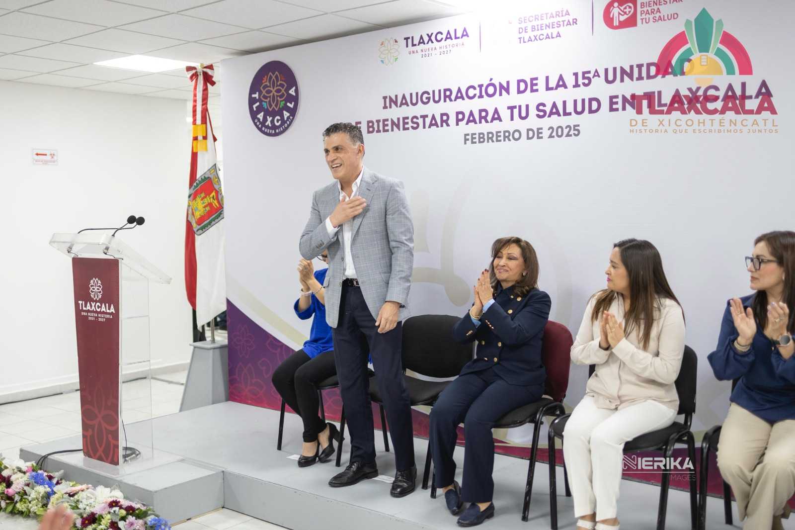 Inauguran presidente Alfonso Sánchez y gobernadora Lorena Cuéllar Unidad de Bienestar para tu Salud en Tlaxcala.