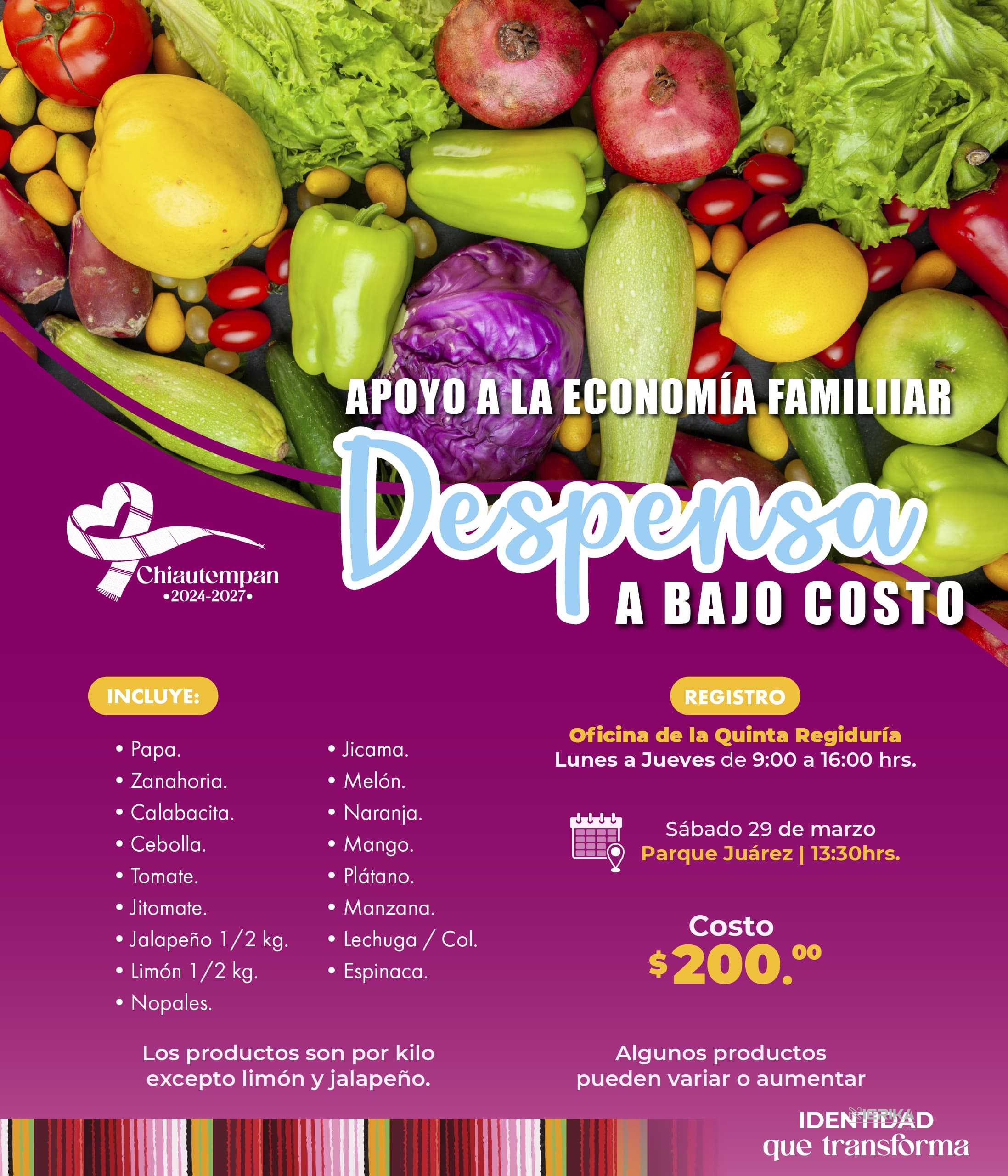 Regiduría te invita a adquirir tu despensa a bajo costo