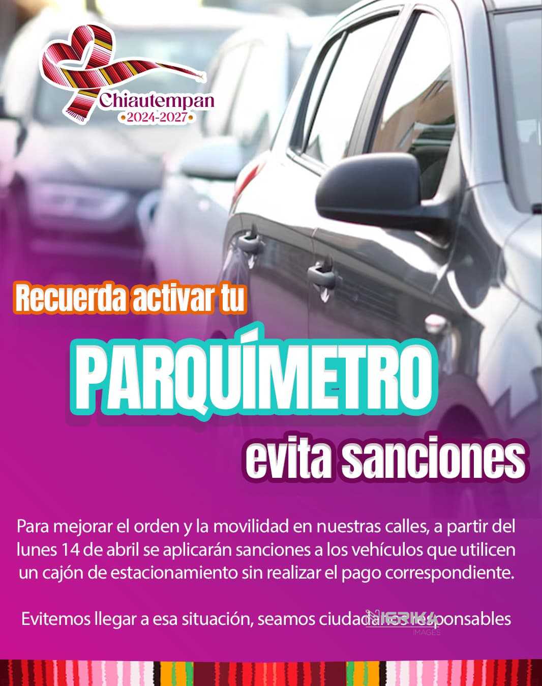 Si vas a ocupar un lugar para tu auto, activa el parquímetro. 