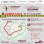 ANUNCIAN CIERRE DEL LIBRAMIENTO TLAXCALA POR COMPETENCIAS DE CICLISMO DE LA OLIMPIADA NACIONAL