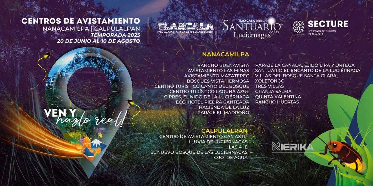 EN TLAXCALA, RESGUARDAN LA MAGIA DE LAS LUCIÉRNAGAS 23 CENTROS DE AVISTAMIENTO AUTORIZADOS