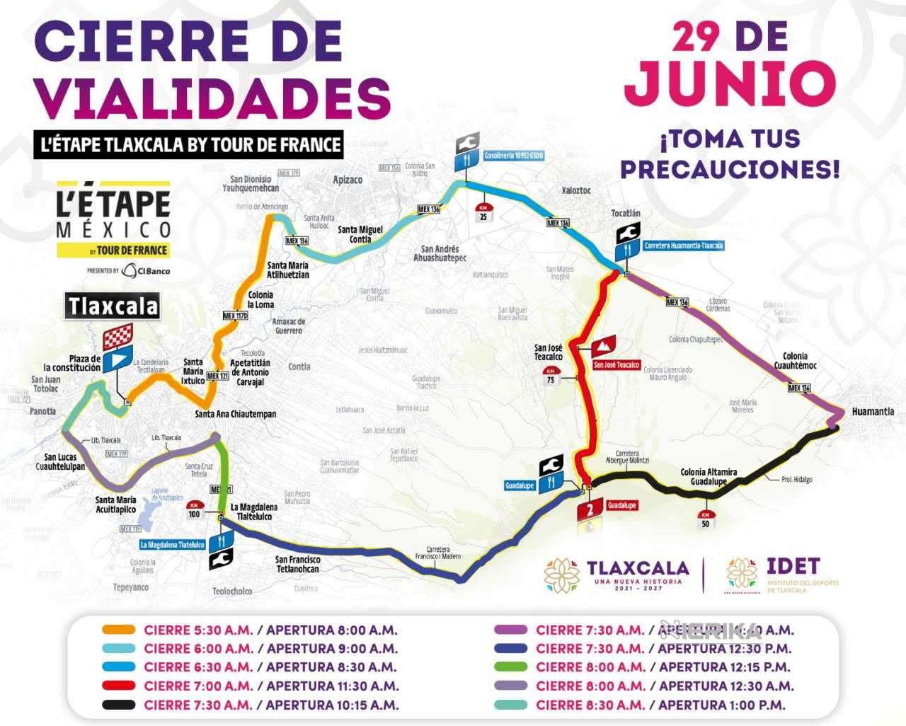 TLAXCALA LISTA PARA L’ÉTAPE BY TOUR DE FRANCE; HABRÁ CIERRES VIALES ESTE 29 DE JUNIO