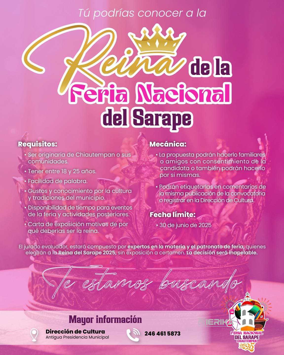 ¿Quieres ser la Reina de la Feria Nacional del Sarape Chiautempan 2025?