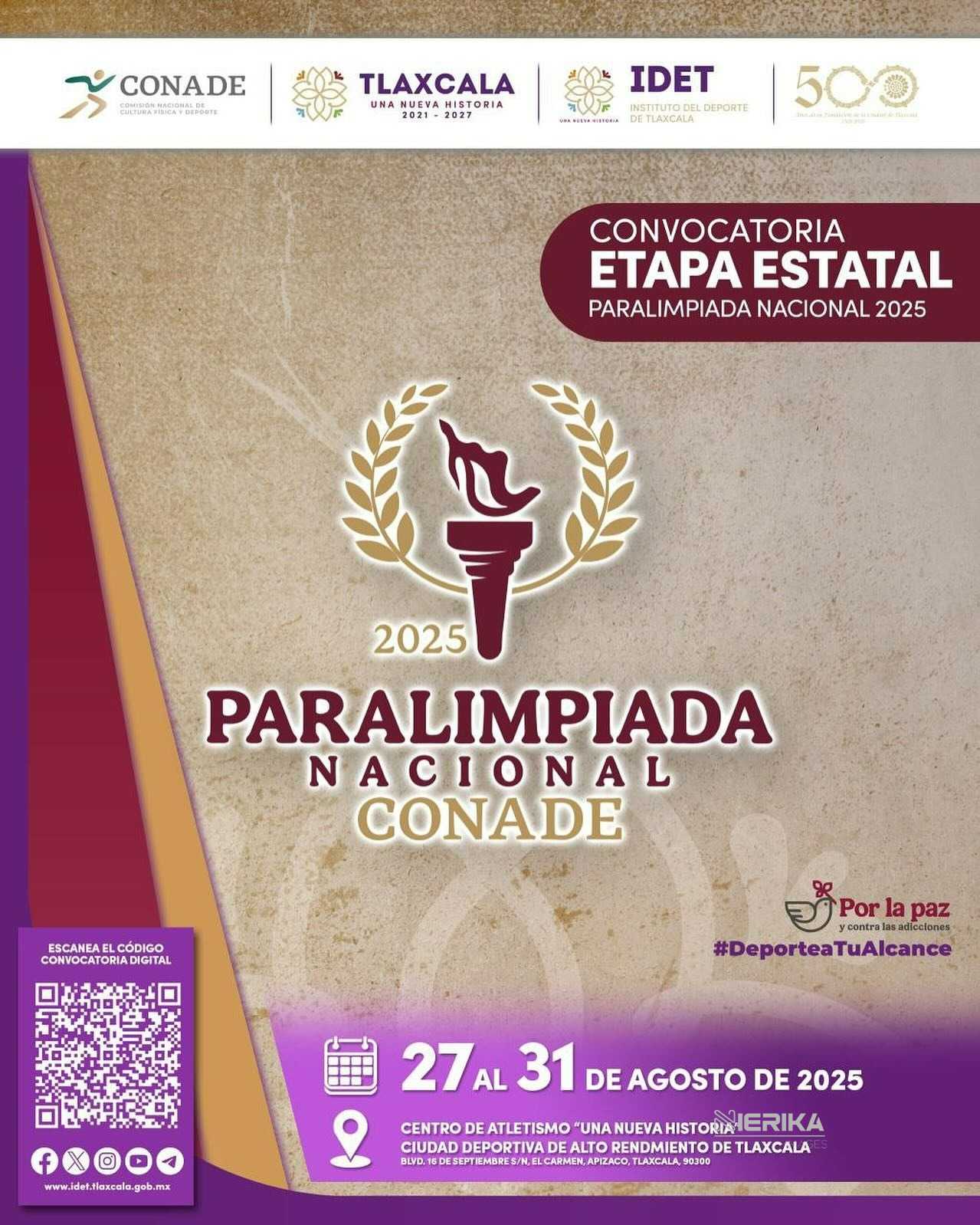 CONVOCAN A ATLETAS A PARTICIPAR EN LA ETAPA ESTATAL SELECTIVA RUMBO A LA PARALIMPIADA NACIONAL CONADE 2025