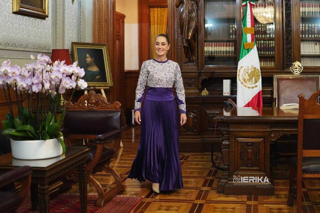 PRESIDENTA LUCE VESTIDO DE VIRGINIA ARCE EN SU PRIMER GRITO DE INDEPENDENCIA