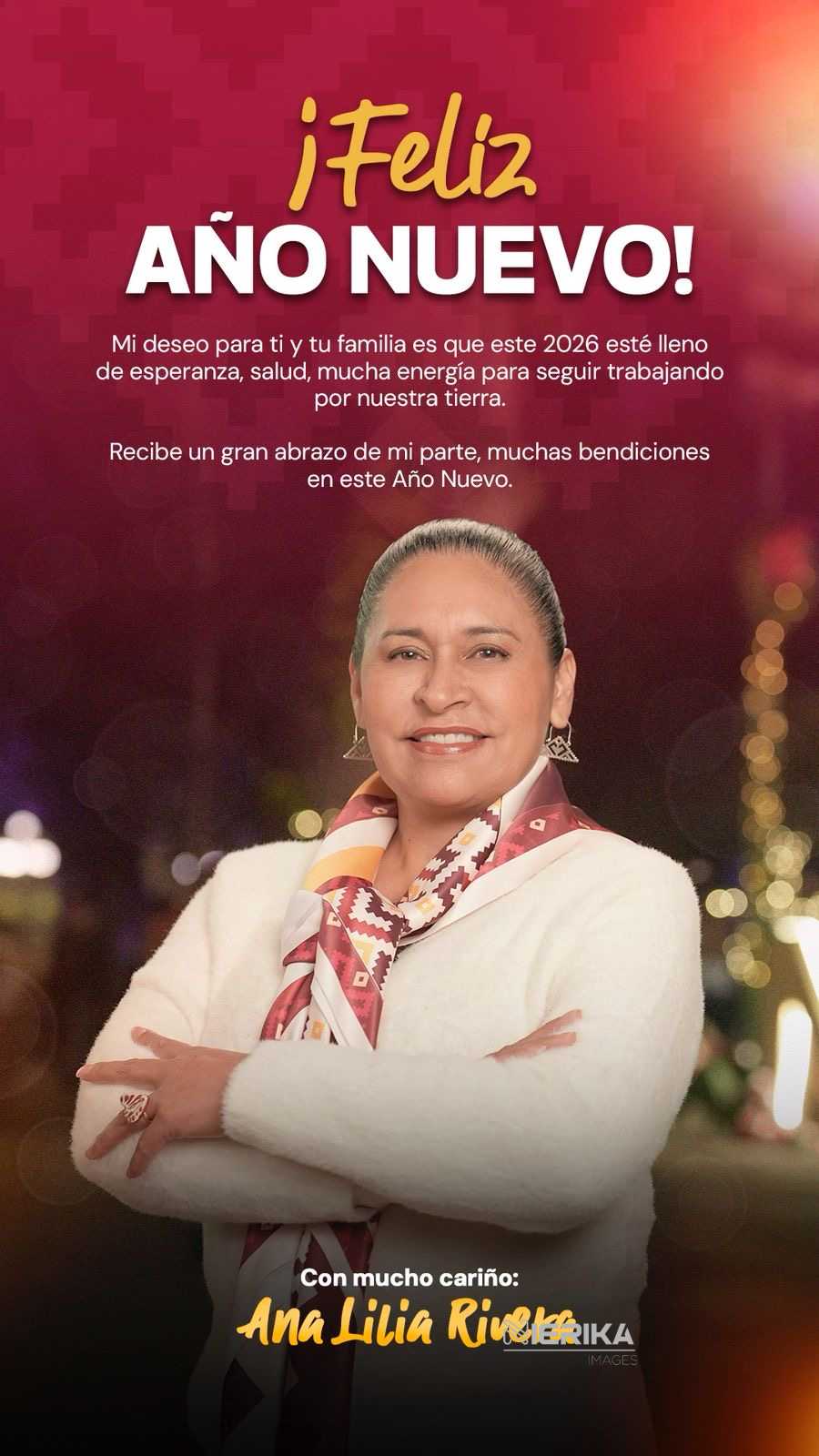 Ana Lilia Rivera llama a recibir el 2026 con unidad y compromiso por Tlaxcala y México