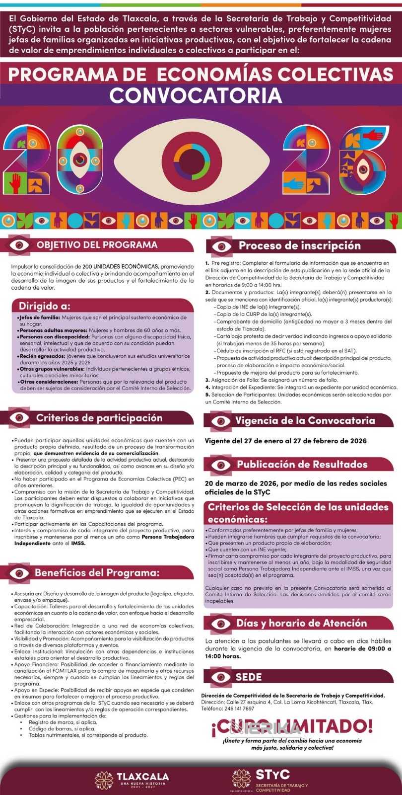 SECRETARÍA DE TRABAJO INVITA A PARTICIPAR EN EL PROGRAMA DE ECONOMÍAS COLECTIVAS 2026