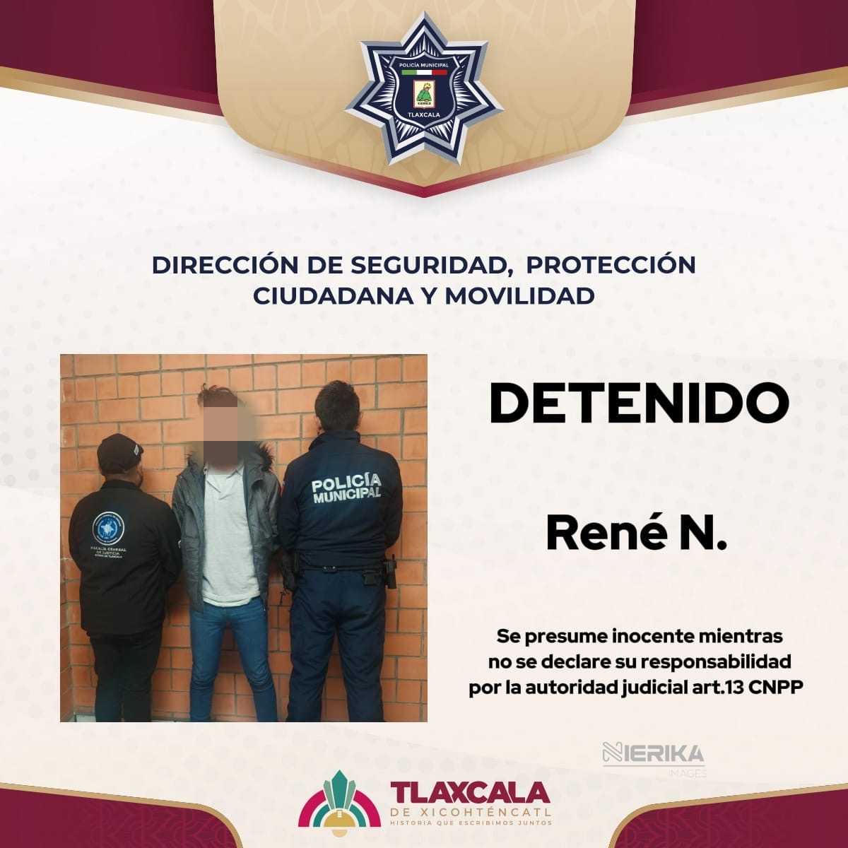 POLICÍA MUNICIPAL DE TLAXCALA APREHENDE A SUJETO CON ORDEN DE CAPTURA VIGENTE EN HIDALGO POR EL DELITO DE HOMICIDIO