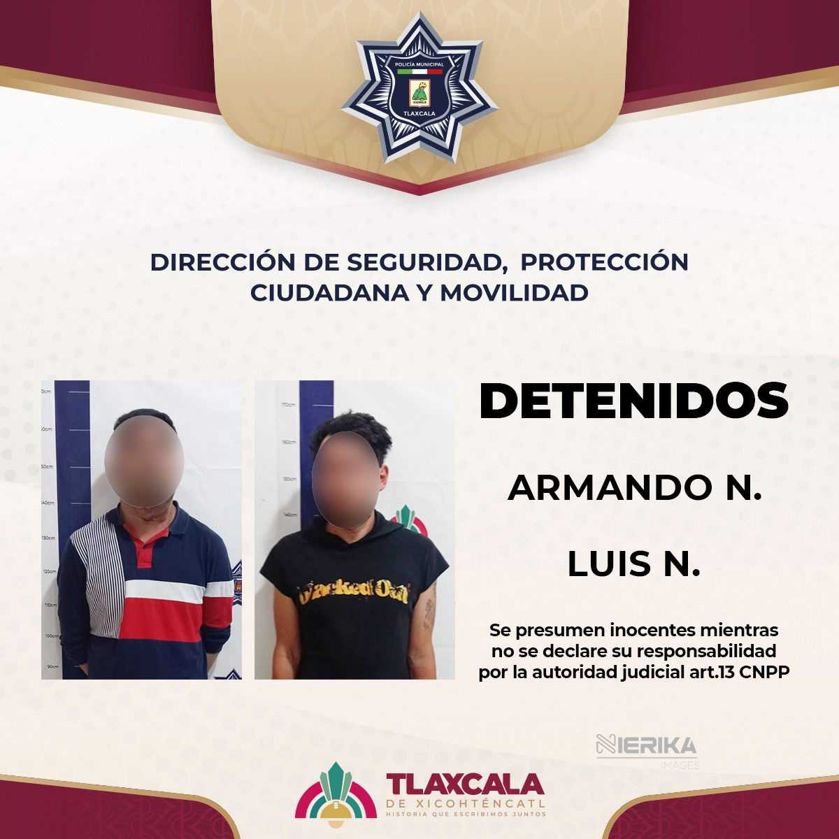 DETIENE POLICÍA MUNICIPAL DE TLAXCALA A DOS HOMBRES POR RIÑA EN GUILLERMO VALLE