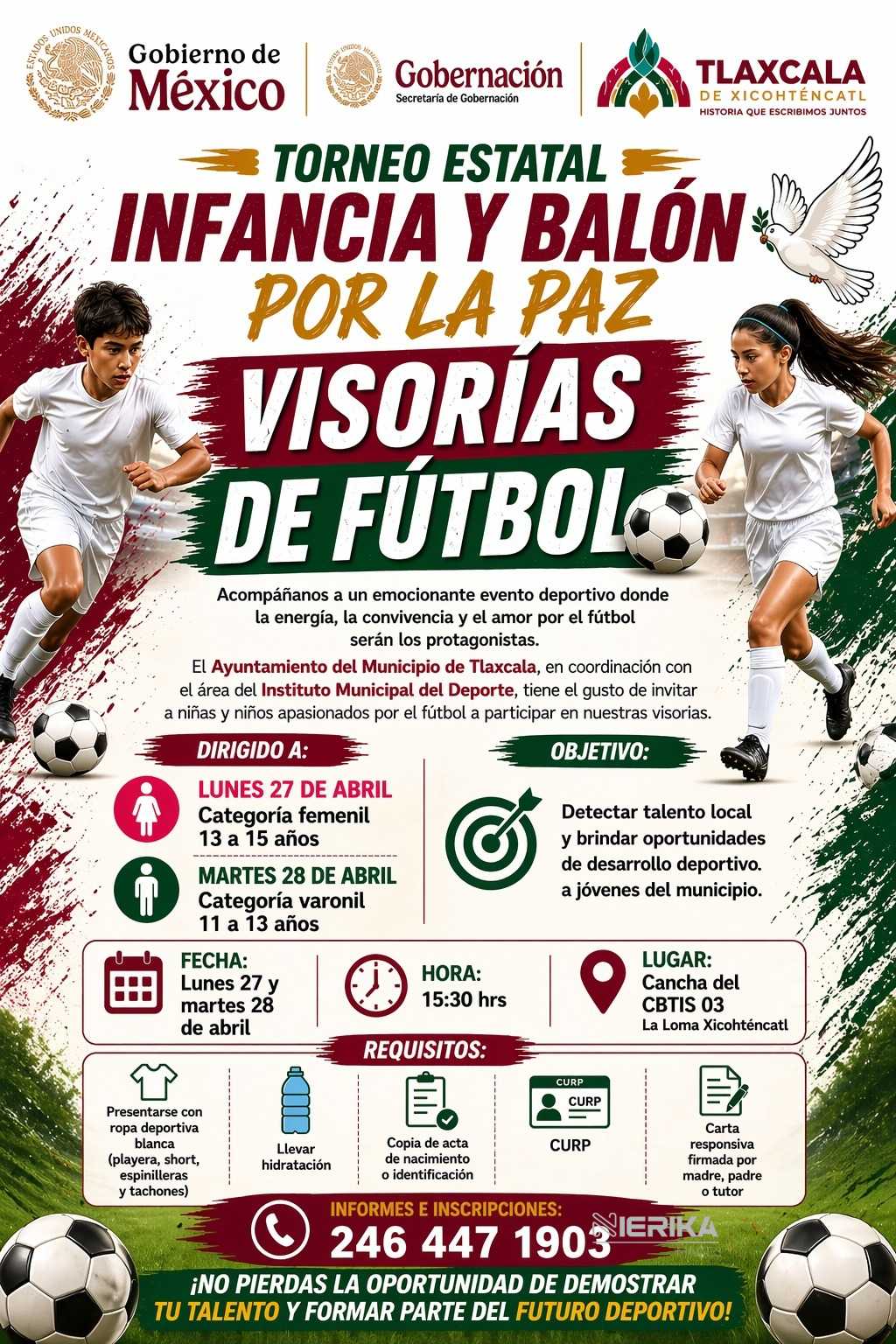 INVITA AYUNTAMIENTO DE TLAXCALA A LAS VISORÍAS DE FUTBOL PARA FORTALECER EL TALENTO JUVENIL Y LA CULTURA DE PAZ