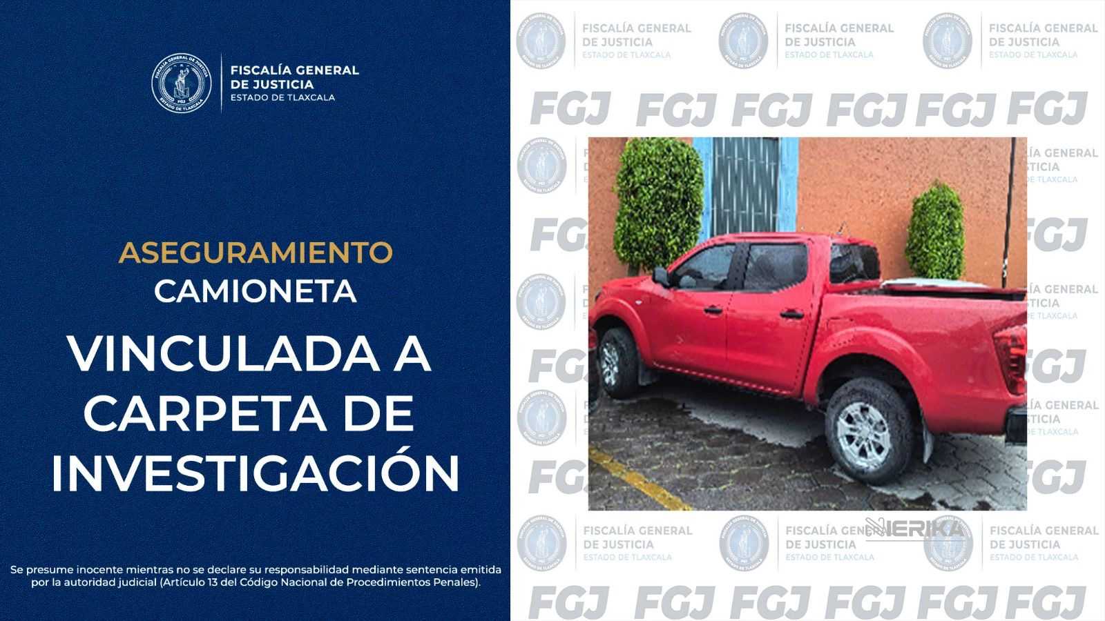 ASEGURA FGJE CAMIONETA VINCULADA A CARPETA DE INVESTIGACIÓN