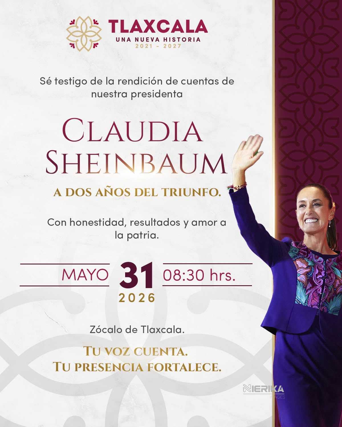 GOBIERNO DEL ESTADO TRANSMITIRÁ EL MENSAJE DE LA PRESIDENTA CLAUDIA SHEINBAUM DESDE EL ZÓCALO DE TLAXCALA