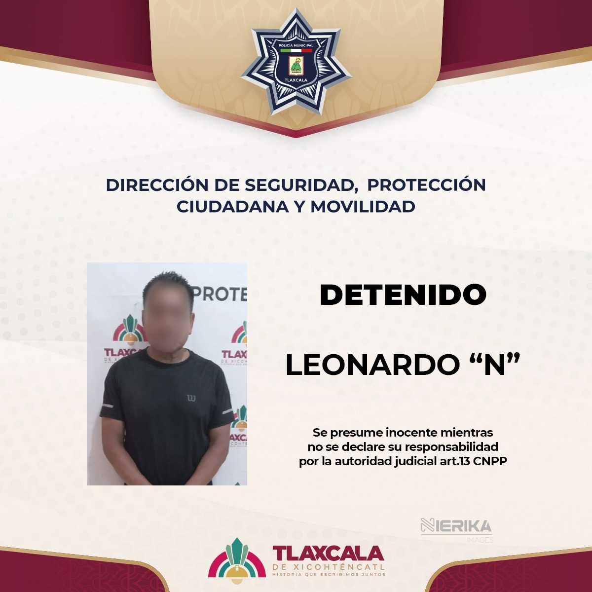 POLICÍA MUNICIPAL DE TLAXCALA DETIENE A UN HOMBRE POR ALTERAR EL ORDEN PÚBLICO EN SAN HIPÓLITO CHIMALPA