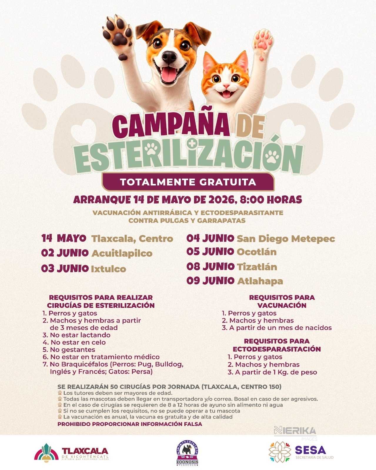 GOBIERNO DE ALFONSO SÁNCHEZ GARCÍA IMPULSA NUEVA CAMPAÑA GRATUITA DE ESTERILIZACIÓN Y VACUNACIÓN ANIMAL