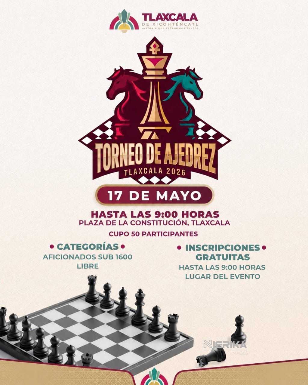 AYUNTAMIENTO DE TLAXCALA CONVOCA AL NOVENO TORNEO RECREATIVO DE AJEDREZ “EN EL CORAZÓN DE TLAXCALA»
