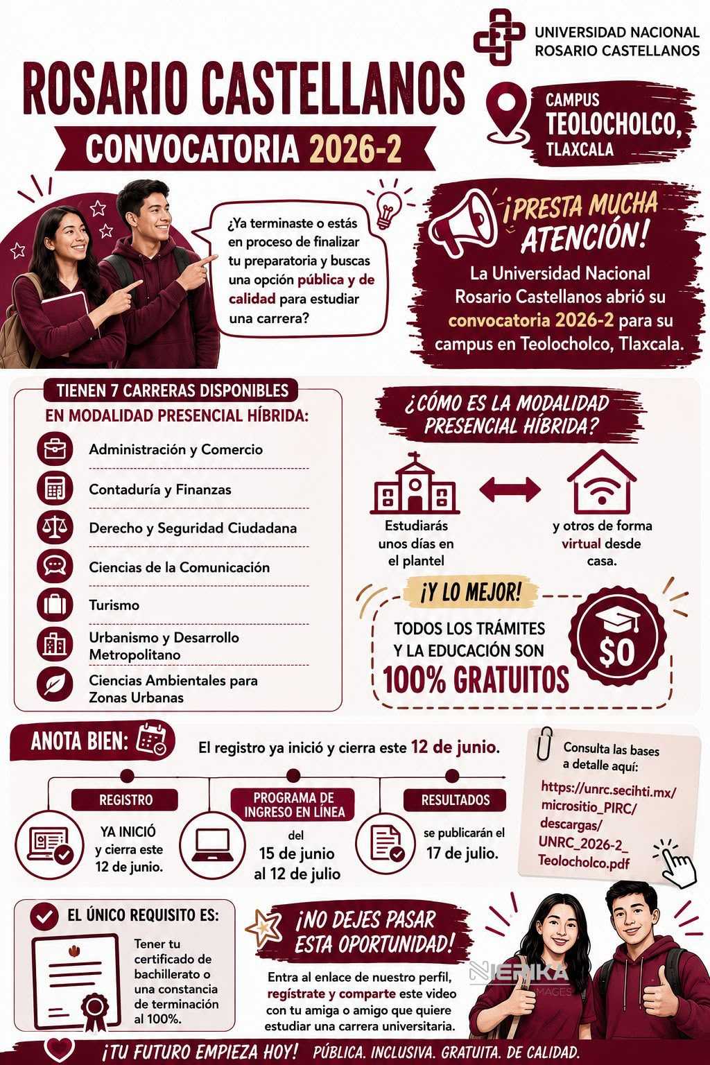 LA UNIVERSIDAD ROSARIO CASTELLANOS LANZA CONVOCATORIA PARA SIETE LICENCIATURAS EN TEOLOCHOLCO
