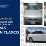 FGJE ASEGURA TRES VEHÍCULOS CON REPORTE DE ROBO TRAS CATEO EN TLAXCO