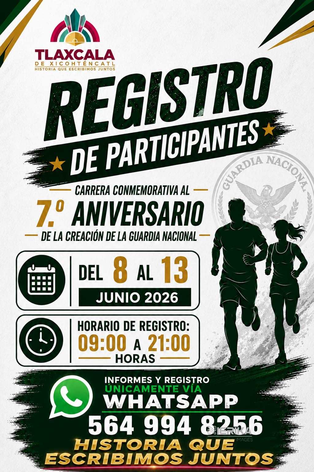 INVITA AYUNTAMIENTO DE TLAXCALA A LA CARRERA CONMEMORATIVA AL 7º ANIVERSARIO DE LA GUARDIA NACIONAL Y LLAMA A TOMAR PREVISIONES VIALES