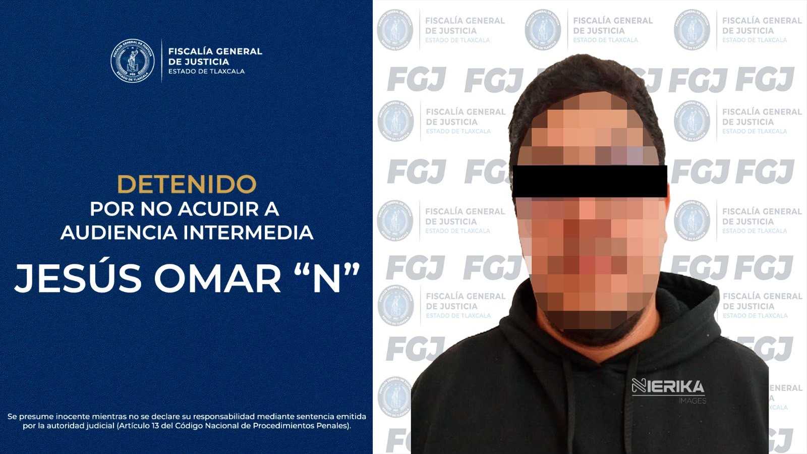 EJECUTA FGJE ORDEN DE APREHENSIÓN POR NO ACUDIR A AUDIENCIA INTERMEDIA