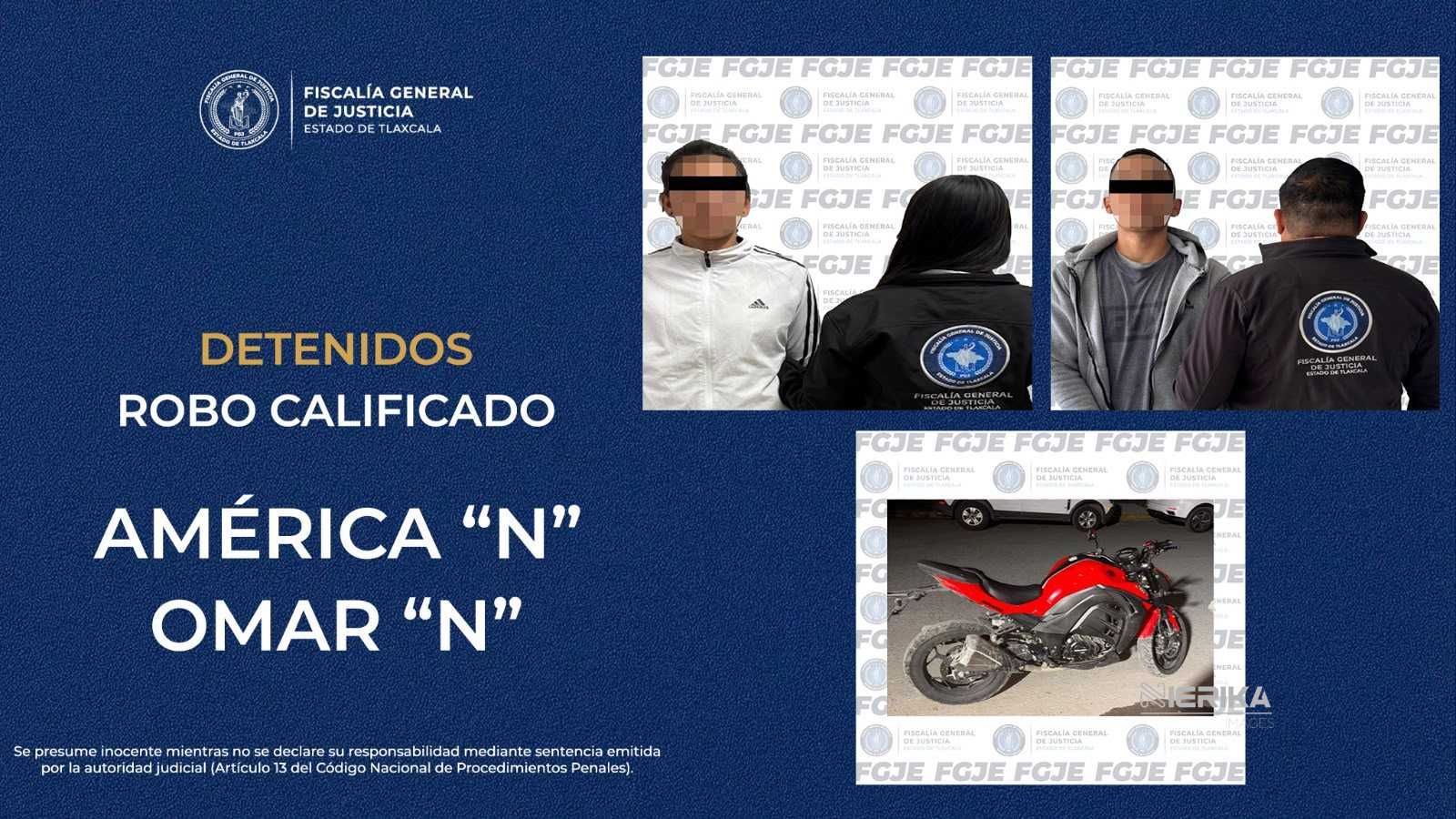 POLICÍA DE INVESTIGACIÓN APREHENDE A UNA MUJER Y A UN HOMBRE POR ROBO CALIFICADO: FGJE