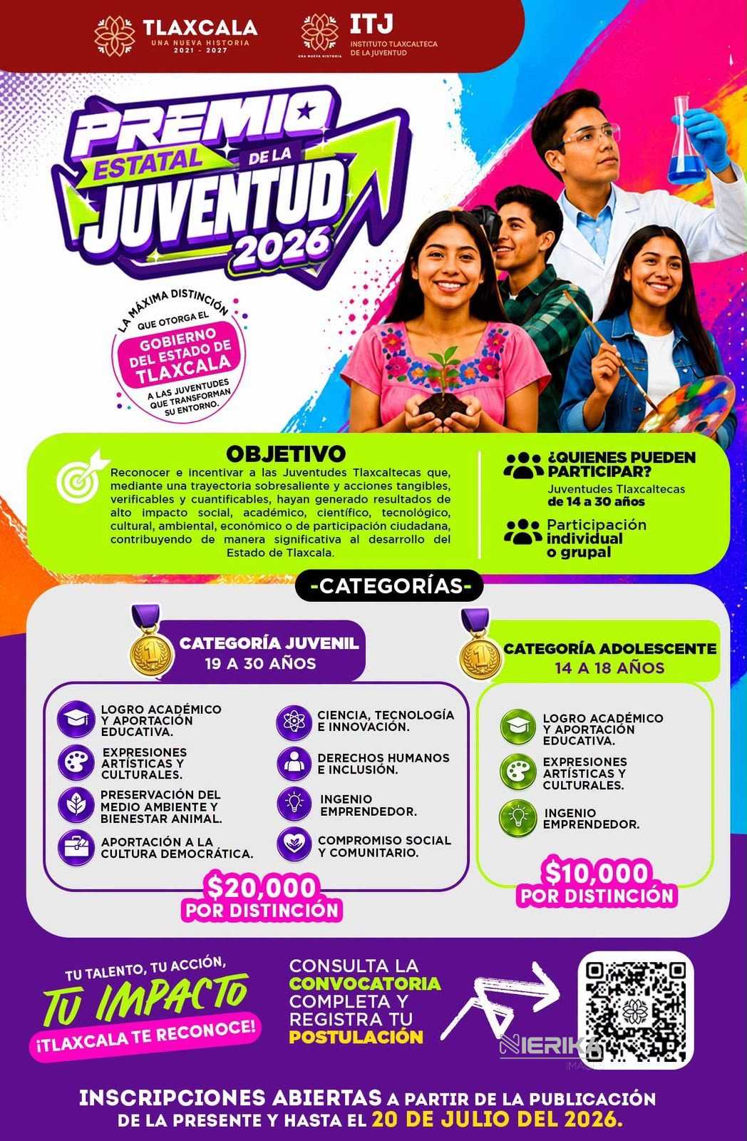 CONVOCA ITJ A PARTICIPAR EN EL PREMIO ESTATAL DE LA JUVENTUD 2026
