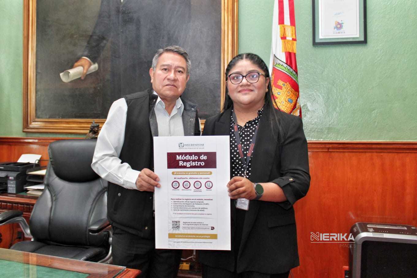 Carlos López Suárez, sostuvo una reunión de trabajo con la coordinadora estatal de IMSS-BIENESTAR Tlaxcala