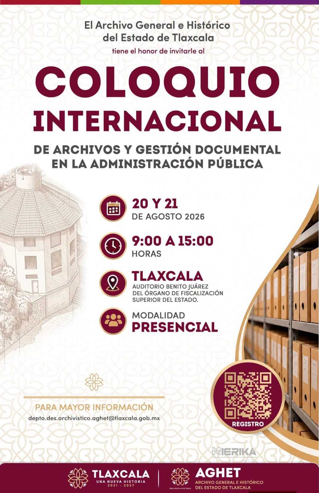 INVITA ARCHIVO GENERAL ESTATAL A PARTICIPAR EN COLOQUIO INTERNACIONAL DE GESTIÓN DOCUMENTAL.