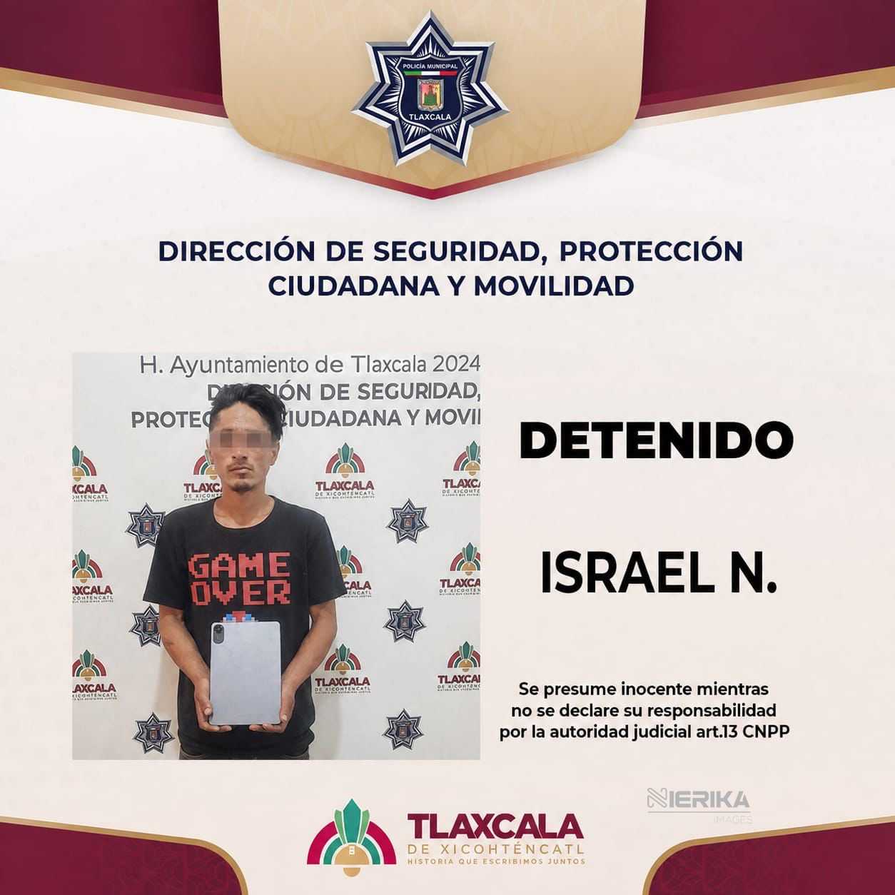POLICÍA MUNICIPAL DE TLAXCALA CAPTURA Y PONE A DISPOSICIÓN DE LA FISCALÍA A PRESUNTO LADRÓN