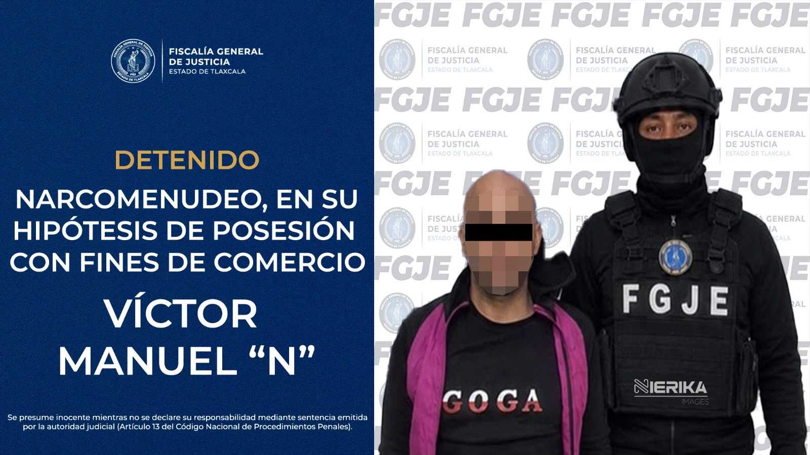DETIENE FGJE A HOMBRE POR DELITOS CONTRA LA SALUD, EN SU MODALIDAD DE NARCOMENUDEO.