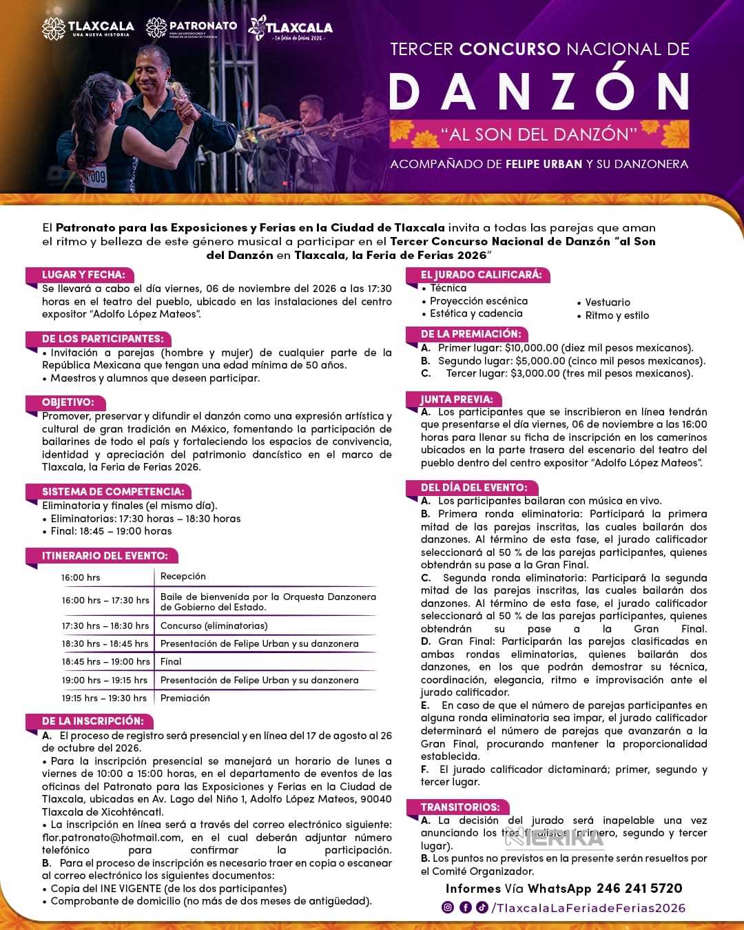 CONVOCAN AL TERCER CONCURSO NACIONAL “AL SON DEL DANZÓN” EN TLAXCALA, LA FERIA DE FERIAS 2026