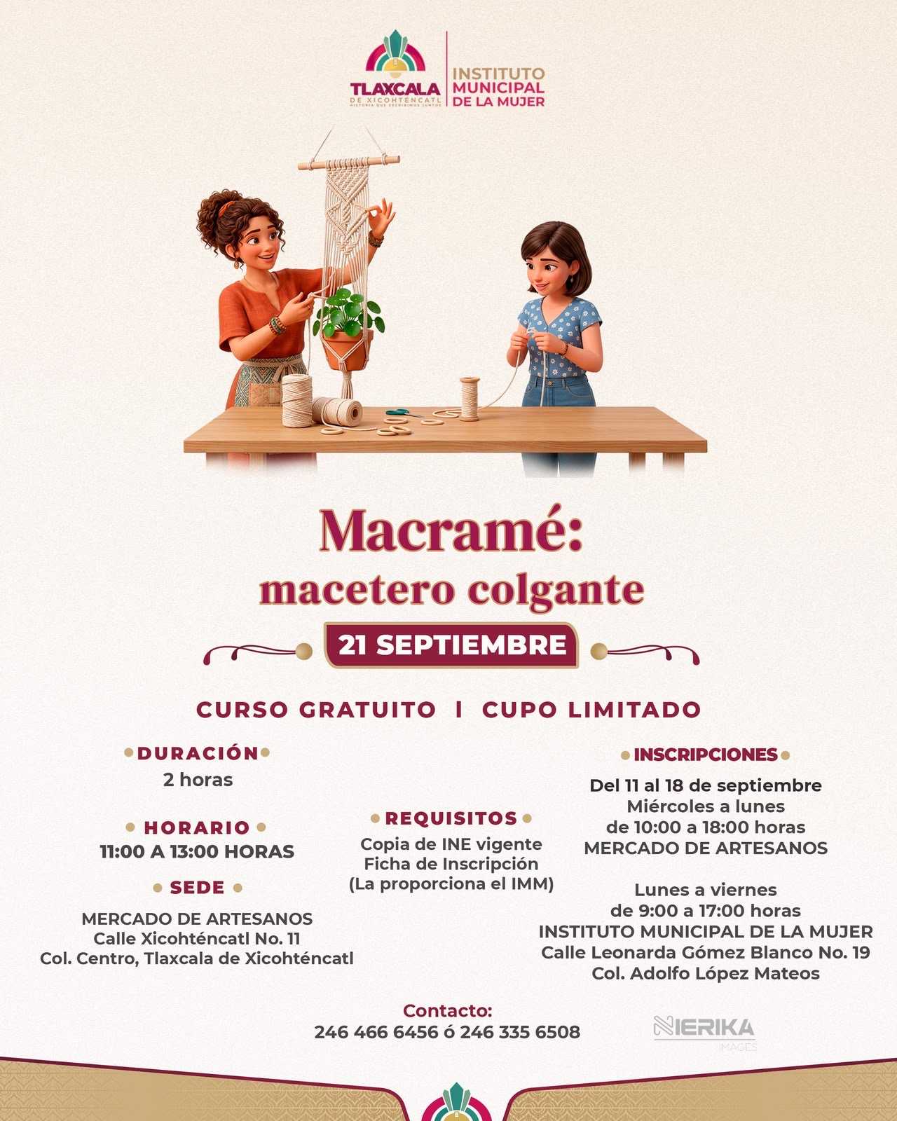 INICIARÁ AYUNTAMIENTO DE TLAXCALA INSCRIPCIONES PARA CURSO GRATUITO DE MACRAMÉ EL 11 DE SEPTIEMBRE