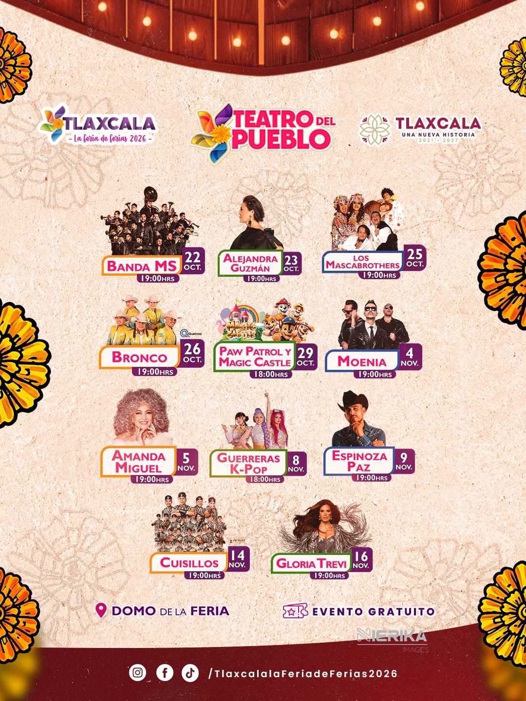 Ellos son los artistas que podrás disfrutar en el Teatro del Pueblo de “Tlaxcala, la Feria de Ferias 2026